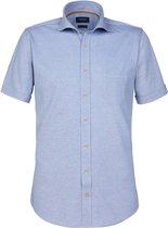 Profuomo - Overhemd KM Knitted Blauw - 42 - Heren - Slim-fit