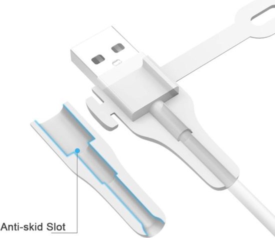 Kabelbeschermer - Cable protector - USB kabel beschermer - Snoerbeschermer - Beschermer voor oplaadkabels van IPhone / IPad - Siliconen kabelbeschermers - Kabelhouder - wit