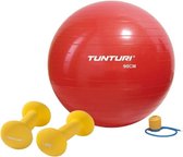 Tunturi - Fitness Set - Neopreen Dumbbellset 2 x 1,5 kg  - Gymball Rood 90 cm