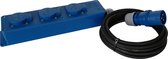 CEE Camping Verlengsnoer met stekkerdoos - 05 meter - Neopreen - 3P - 1.5 - 3 stopcontacten - Randaarde - Blauw - IP44 - Verlengkabel