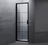 Douchedeur 80×200 mat zwart frame 8 mm glas anti kalk