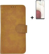 Hoesje Samsung Galaxy A03s - Screenprotector Samsung Galaxy A03s - Wallet Bookcase Bruin + Screenprotector