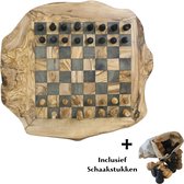 Schaakset Olijfolie & Honing - Schaakspel - Schaakstukken - Schaakbord - Schaken - Bordspel - Handgemaakt - Hout - Volwassenen & Kinderen