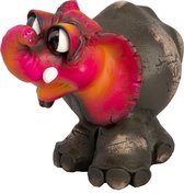 Crazy Clay Comix Cartoon - olifant - beeld - Mafutha - roze - uniek handgeschilderd - massief beeld