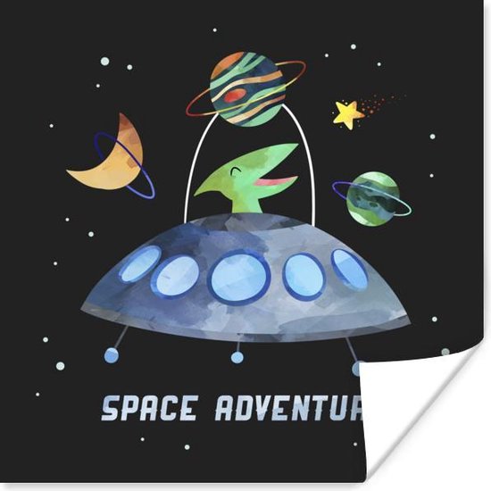Poster Quotes - Ruimte - 'Space adventure' - Spreuken - Kinderen - Kind - Meisjes - Jongens - 30x30 cm
