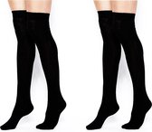 2 Paar Overknee Kousen Dames | Zwart | 70 Denier | Maat S | Pantykousen | Hold-up