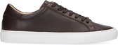Manfield - Heren - Donkerbruine leren sneakers - Maat 41