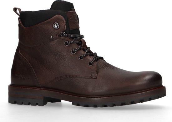 Manfield - Heren - Donkerbruine veterboots - Maat 43 | bol.com