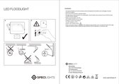 Specilights 30W LED Bouwlamp met Sensor Zwart IP65 - 3000K - Ingebouwde IP68 connector