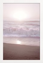 JUNIQE - Poster met houten lijst Sunset Halfmoon Bay -13x18 /Roze