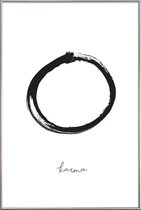 JUNIQE - Poster met kunststof lijst Karma cirkel -20x30 /Wit & Zwart