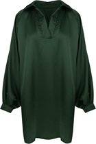 Blouse Ryanna - Lange Satijnen Blouse - Ballonmouwen en V-hals - Groen