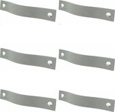 6x Leren handgrepen 'platte greep' XS - SUEDE GREY  (12,6 x 2,5 cm) - incl. 3 kleuren schroefjes (handgreepjes - leren grepen - greepjes - leren lusjes)