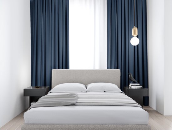 Home of Curtains - ELSA - Rideau - Avec bande plissée - Occultant - 300x250 cm - Blue - 1 pièce
