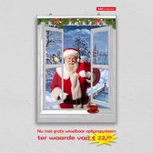D&C Collection - poster - kerst poster - 60x80 cm - doorkijk - wit venster Santa Claus winterlandschap - winter poster - kerst decoratie