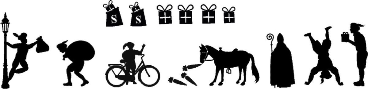 Mint11 - Herbruikbare raamstickers - Uitbreidingsset - Pieten - Sinterklaas - Kerst - Feestdagen - Zwart - raamdecoratie - sticker