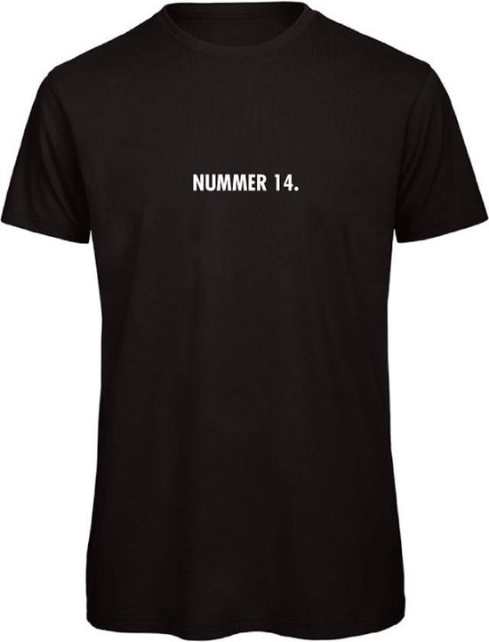 T-shirt Zwart L - nummer 14 - wit - soBAD. | T-shirt unisex | T-shirt man | T-shirt dames | Voetbalheld | Voetbal | Legende