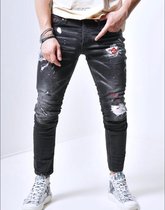 212 by XWAY JEANS J/6043 - HEREN JEANS MET SCHEUREN- SPIJKERBROEK - SLIM FIT - PREMIUM STREET FASHION - ZWART