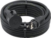 Verlengsnoer - 20 meter - 3G2.5 - Neopreen - IP44 - Randaarde - Zwarte polyamide stekkers - Verlengkabel