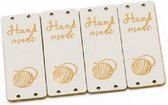 5 luxe PU lederen labels - Handmade - Beige - Handgemaakt label set 5 stuks - 5 X 2 CM - vouwbaar