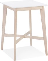 Alterego Hoge tafel 'GALLINA' van wit en natuurlijk afgewerkt hout