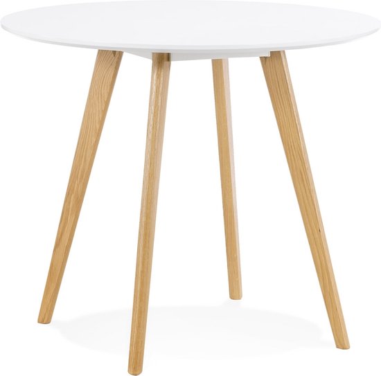 Alterego Witte ronde keukentafel 'MIDY' in Scandinavische stijl - ø 90 cm
