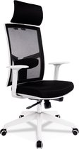 Alterego Design bureaustoel 'MATILDA' van zwarte stof met wit frame