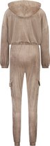 Hunkemöller Dames Nachtmode Jumpsuit Hoodie Velours  - Bruin - maat 2XL
