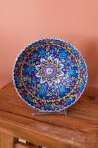 Turkse Schalen - Tapas schaaltjes - serviesset - aardewerk schaal - handmade - cadeau - schaaltjes - poefjuh servies - 20 cm x 1 stuk - Donker Blauw -