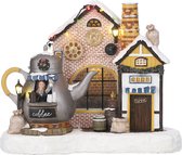 LuVille Kerstdorp Miniatuur Koffie Fabriek - L25 x B16,5 x H21 cm