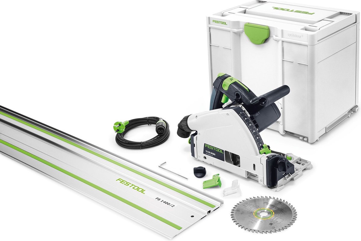 Festool TS 55 REBQ-PLUS-FS invalcirkelzaag 1200 W 160 mm + geleiderail ( 576007 ) - Opvolger van 561580