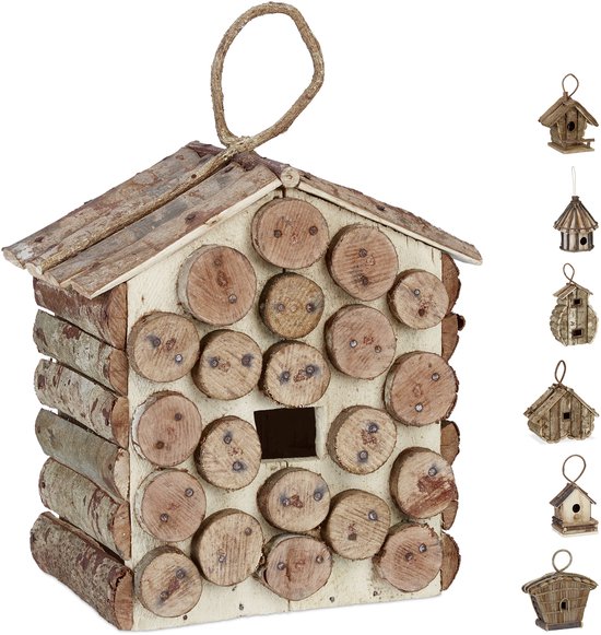 decoratie vogelhuis - hangend - 34 x 23,5 x 16 cm - hout