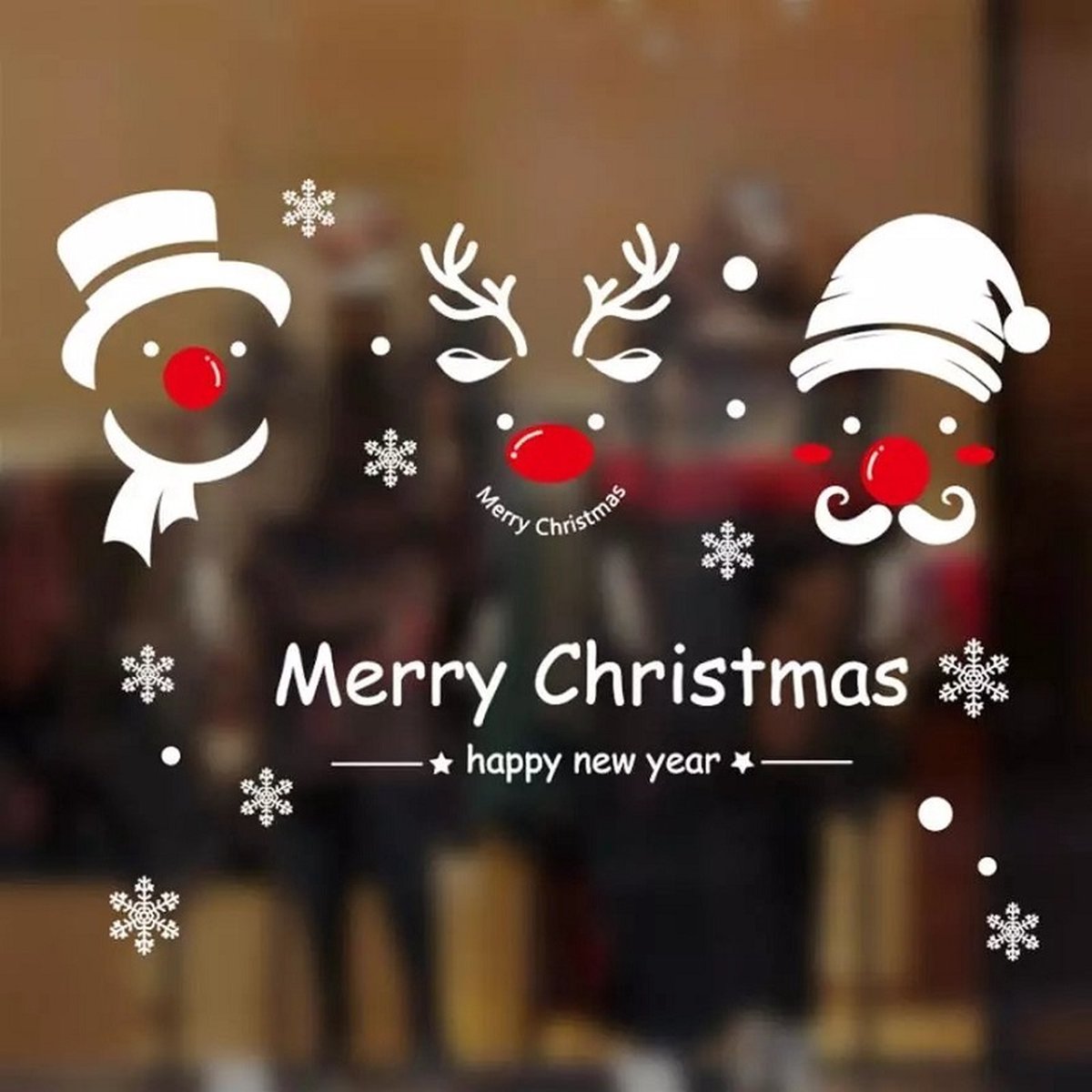 Raamdecoratie Kerst - Kerstman - Rudolf - Sneeuwpop