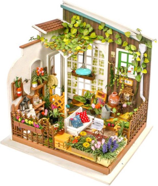 Kit de construction de maison de poupée en bois Raamse® - Jardin de fleurs miniature - Construction de Modélisme - Meubles - Adultes et Enfants - Jouets