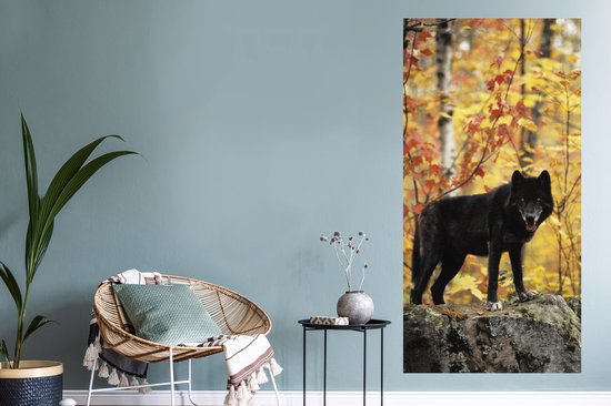 Stickers Stickers muraux - Loup - Roche - Arbre - 60x120 cm - Feuille adhésive