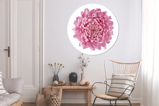 Autocollant de papier peint cercle mural chrysanthème rose ⌀ 140 cm / cercle de papier peint / cercle mural / cercle vivant - auto-adhésif et découpe ronde