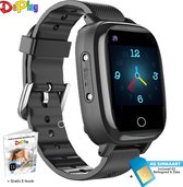 DePlay 4G KidsWatch - Smartwatch Kinderen - GPS Horloge Kind - GPS Tracker Kids - Kinderhorloge  - Hartslag, Bloeddruk en Thermometer - Videobellen - Camera - (Spat)Waterproof - Zaklamp - Incl. 4G Simkaart & E-Book - Zwart