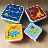 Dino's Dinosaurussen kleine snackboxjes snackdoosjes set 4 stuks - Tyrrell Katz