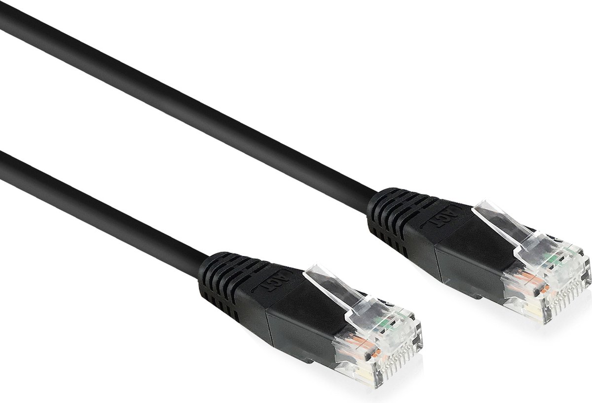ACT Zwart 0,9 meter U/UTP CAT6 netwerkkabel met RJ45 connectoren AC4000