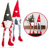 Kerstdecoratie voor binnen - Kabouter Gnome Dwerg - 2 Stuks - 50cm - Groot - Gnomes - Kerstkabouter