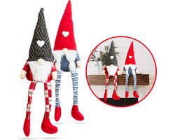 Kerstdecoratie voor binnen - Kabouter Gnome Dwerg - 2 Stuks - 50cm - Groot - Gnomes - Kerstkabouter