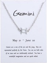 Bixorp Stars Sterrenbeeld Enkelbandje Tweeling (Gemini) Hanger Zilverkleurig - Zodiac Sieraad - Inclusief Nederlandstalige Informatie over het Sterrenbeeld - Cadeau voor Meisjes, Jongens & Volwassenen