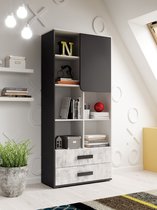 Meubella Kinderboekenkast Benny - Grijs - Wit - 80 cm