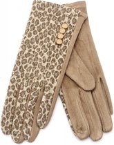 Handschoenen Panterprint - Dames - One Size - Touchscreen Tip - Lichtbruin
