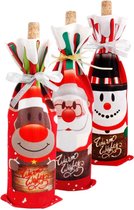 Flessenhouder | Fleszak | Kerst | Kerstman | Kerstboom | Kerstmis | Christmas | Xmas | Rudolf Rendier/Kerstman Rood/Sneewpop | Set van 3