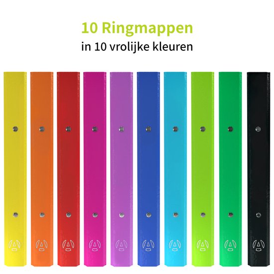 ACROPAQ - 10 x Ringmap A4  - Met 2 ringen - Ringband, Ordner, Ringmappen - 10 Kleuren - ACROPAQ