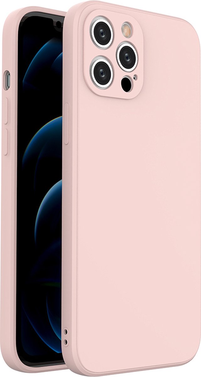 iSolay Ultradun iPhone 12 Pro Hoesje | Shock Proof Case | Siliconen Hoesje | Wasbaar Hoesje | Anti Vingerafdruk Hoesje | iPhone Case | Roze