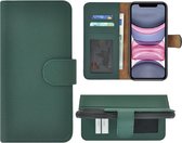 Hoesje iPhone 11 Pro - Bookcase - Portemonnee Hoes Echt leer Wallet case Groen