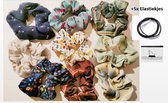 OP=OP! 14 Stuks Haaraccessoire: 5x Elastiekjes (4in1) + 9x Handmade Scrunchies/Haarwokkel - Mooie Haarbandjes-Meisjes/Dames+1x Gratis Opbergzak-Cadeautje