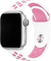 Sport watch bandje - Wit / Roze - 42/44/45mm - M/L - Series 1 2 3 4 5 6 7 SE - Geschikt voor Apple Watch